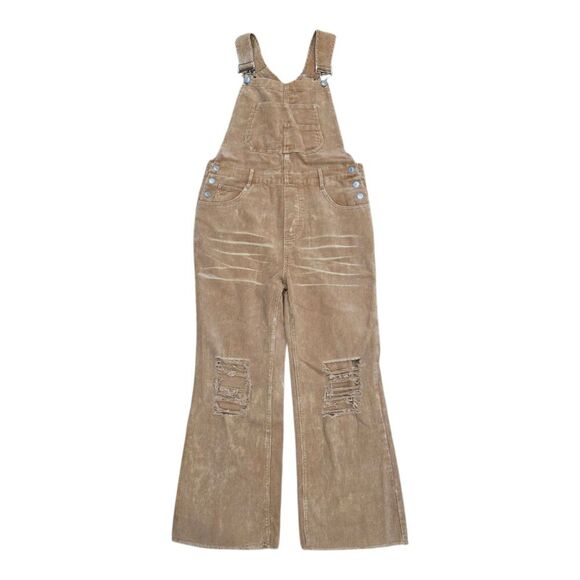 BiBi Camel Brown Vintage Distressed Corduroy Overalls M - Picture 4 of 5